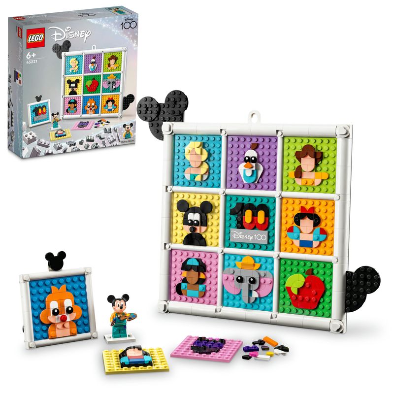 LEGO-43221-Disney-100-Anni-di-Icone-Disney-Set-di-Arti-e-Mestieri-con-Personaggi-da-Parete-72-Divertenti-Mosaici-da-Creare-con-l-Esclusiva-Minifigure-di-Topolino-Artista