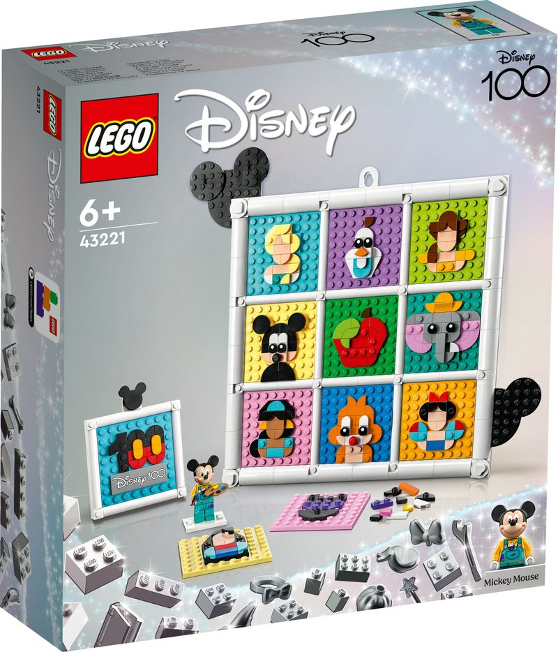 LEGO-43221-Disney-100-Anni-di-Icone-Disney-Set-di-Arti-e-Mestieri-con-Personaggi-da-Parete-72-Divertenti-Mosaici-da-Creare-con-l-Esclusiva-Minifigure-di-Topolino-Artista