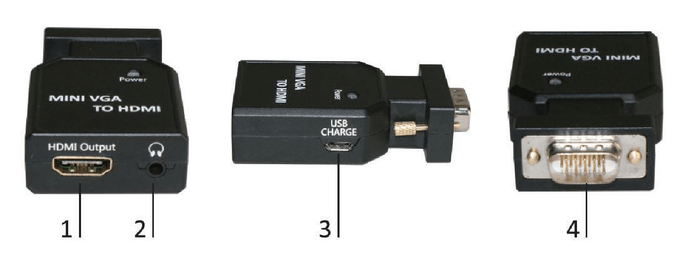 Microconnect MC-CONMVGAHM convertitore video (Mini VGA to HDMI Converter - Mini VGA housing - with Audio Input USB 5V In