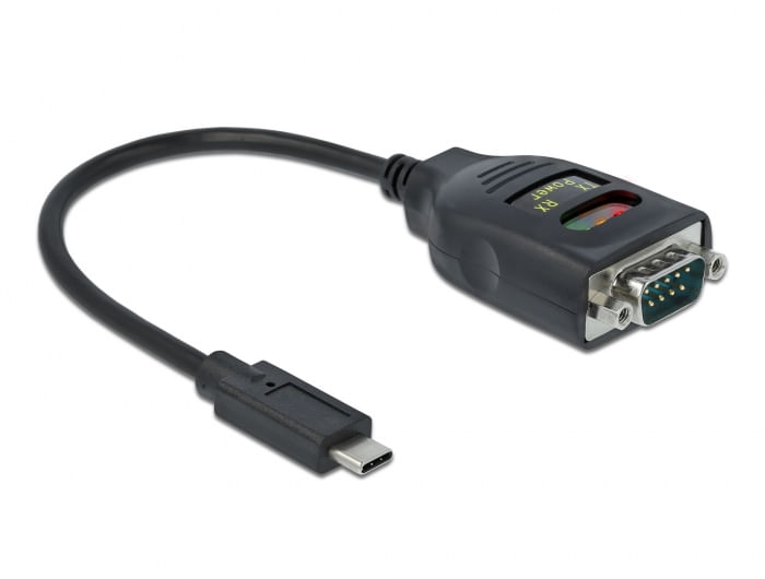 Delock Adattatore Delock USB Type-C a 1 x seriale RS-232 DB9 con protezione ESD da 15 kV
