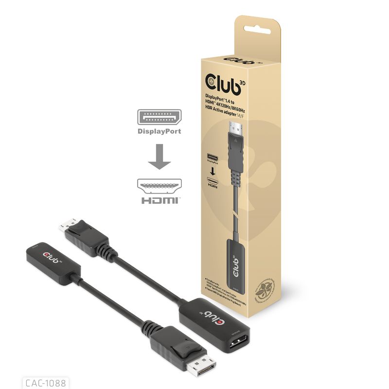 CLUB3D-CAC-1088-cavo-e-adattatore-video-021-m-DisplayPort-HDMI-Nero