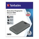 Verbatim 53652 disco rigido esterno 1000 GB Grigio (Verbatim Executive Fingerprint Secure HDD USB 3.2 Gen1 1Tb)