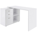 HOMCOM Scrivania Angolare per Computer da Ufficio con Cassettiera 117×83.5×76cm Bianco