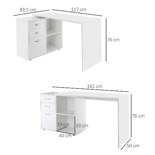 HOMCOM-Scrivania-Angolare-per-Computer-da-Ufficio-con-Cassettiera-117×83.5×76cm-Bianco