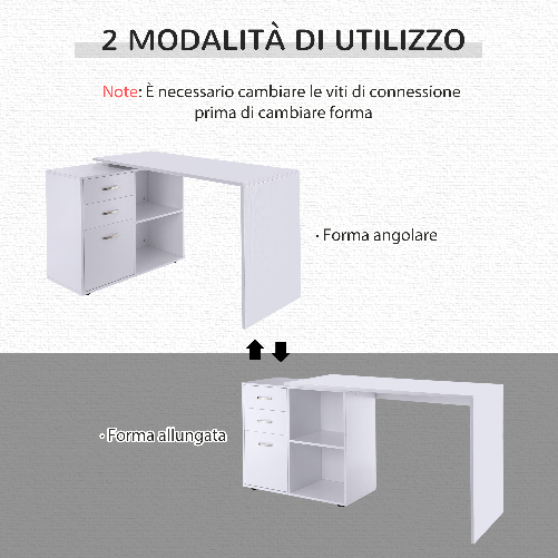 HOMCOM-Scrivania-Angolare-per-Computer-da-Ufficio-con-Cassettiera-117×83.5×76cm-Bianco