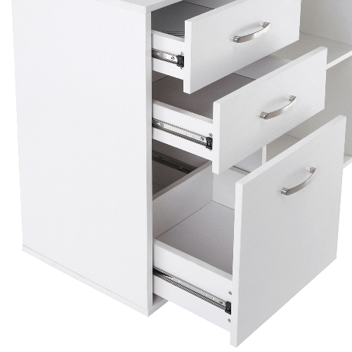 HOMCOM-Scrivania-Angolare-per-Computer-da-Ufficio-con-Cassettiera-117×83.5×76cm-Bianco