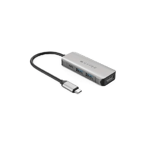 HYPER-HD41-GL-replicatore-di-porte-e-docking-station-per-notebook-USB-2.0-Type-C-Nero-Grigio