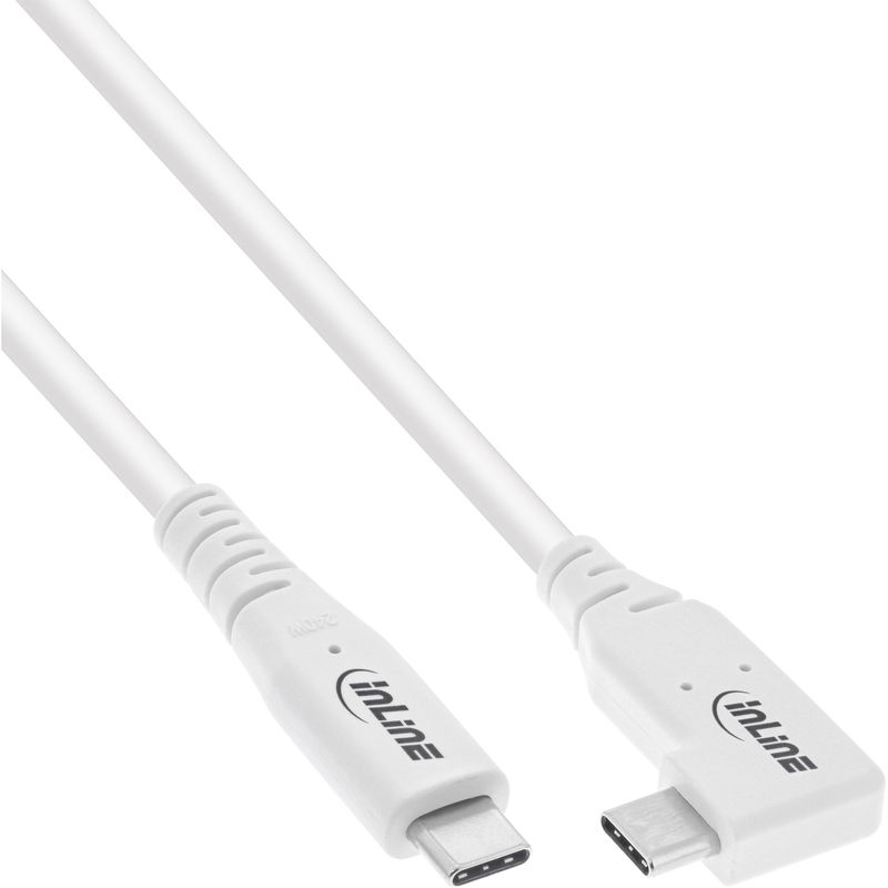 Cavo-USB4---USB-C---angolato-a-un-estremitA ---PD-240W---8K60Hz---TPE---bianco---1m