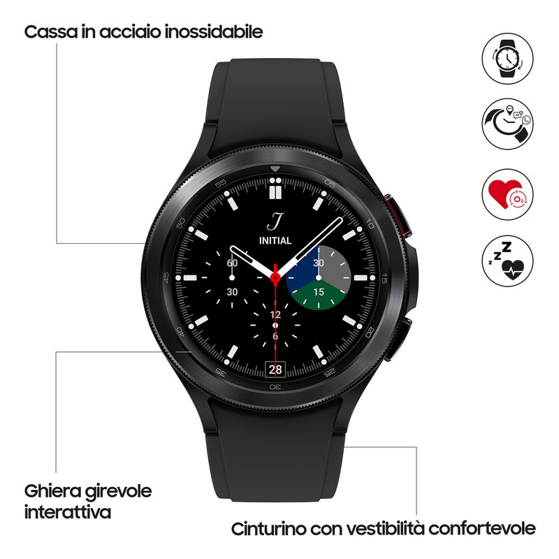 Samsung-Galaxy-Watch4-Classic-Smartwatch-Ghiera-Interattiva-Acciaio-Inossidabile-46mm-Memoria-16GB-Black