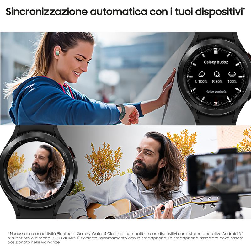 Samsung-Galaxy-Watch4-Classic-Smartwatch-Ghiera-Interattiva-Acciaio-Inossidabile-46mm-Memoria-16GB-Black
