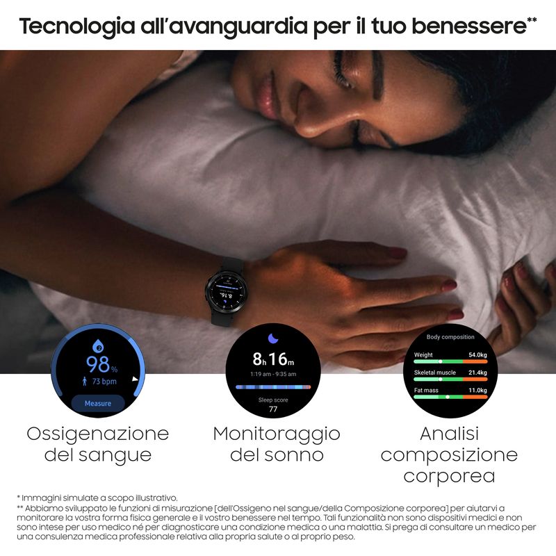 Samsung-Galaxy-Watch4-Classic-Smartwatch-Ghiera-Interattiva-Acciaio-Inossidabile-46mm-Memoria-16GB-Black