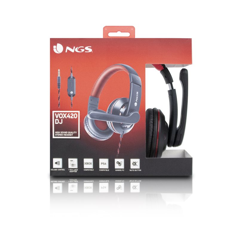 NGS-VOX420DJ-Auricolare-Cablato-A-Padiglione-Giocare-Nero-Rosso