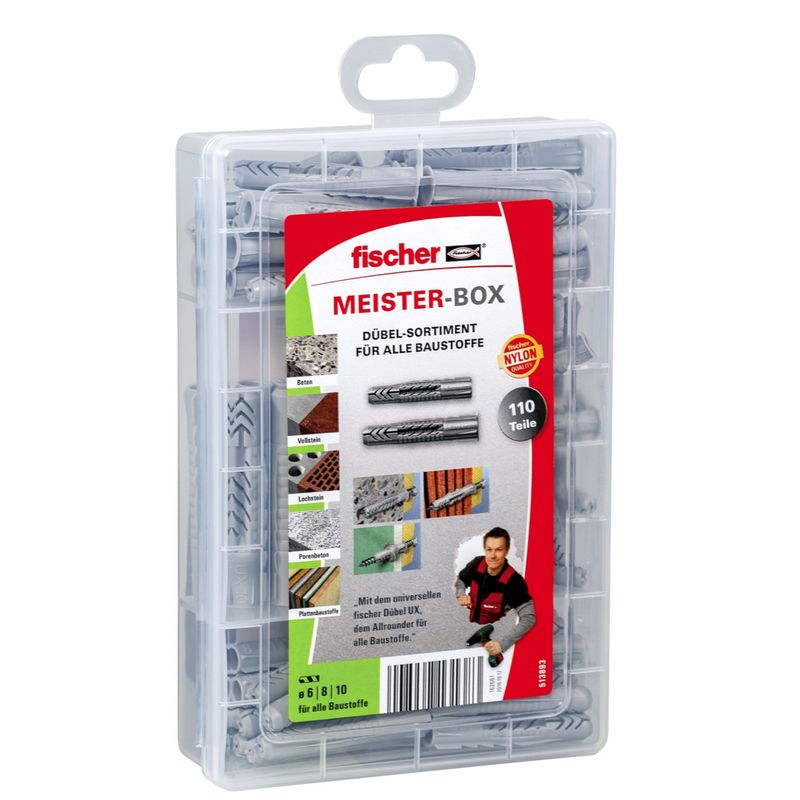 Fischer-513893-MEISTER-BOX-UX---UX-R-set-di-tasselli-con-110-pezzi