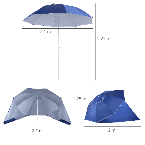 Outsunny-Ombrellone-Tenda-Parasole-2-in-1-con-Protezione-UV-50-in-Poliestere-e-Ferro-2x2.2-m-Blu