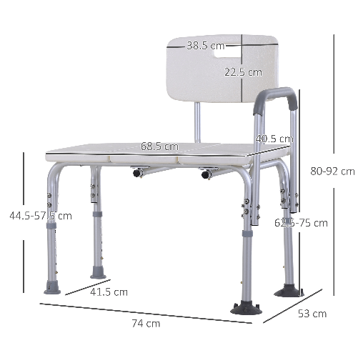 HOMCOM-Sedia-da-Doccia-con-Altezza-Regolabile-su-6-Livelli-Piedini-e-Bracciolo-Antiscivolo-Ampia-Seduta--68.5x40.5cm-