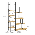 HOMCOM-Scaffale-Libreria-a-10-Livelli-Stile-Industriale-in-Truciolato-e-Acciaio-111.5x32x170-cm