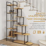 HOMCOM-Scaffale-Libreria-a-10-Livelli-Stile-Industriale-in-Truciolato-e-Acciaio-111.5x32x170-cm