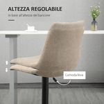 HOMCOM-Sgabelli-da-Bar-Set-2-Pezzi-ad-Altezza-Regolabile-in-Acciaio-e-Poliestere-47.5x57.5x95-116-cm-Marrone