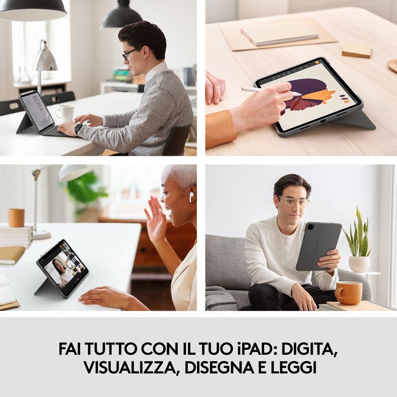 Logitech-Combo-Touch-Custodia-con-Tastiera-per-iPad-Pro-11-pollici--1a-2a-3a-gen---2018-2020-2021----Tastiera-Retroilluminata-Rimovibile-Trackpad-Smart-Connector---Grigio