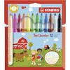 STABILO-Trio-Jumbo-marcatore-Nero-Blu-Marrone-Verde-Ciano-chiaro-Verde-chiaro-Arancione-Pesca-Rosa-Rosso-Bianco-Giallo-12-pz