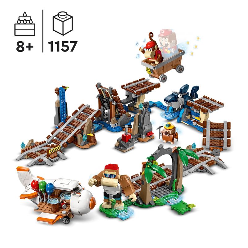 LEGO-Super-Mario-71425-Pack-di-Espansione-Corsa-nella-Miniera-di-Diddy-Kong-Livello-con-Percorso-Aereo-Giocattolo-e-4-Personaggi