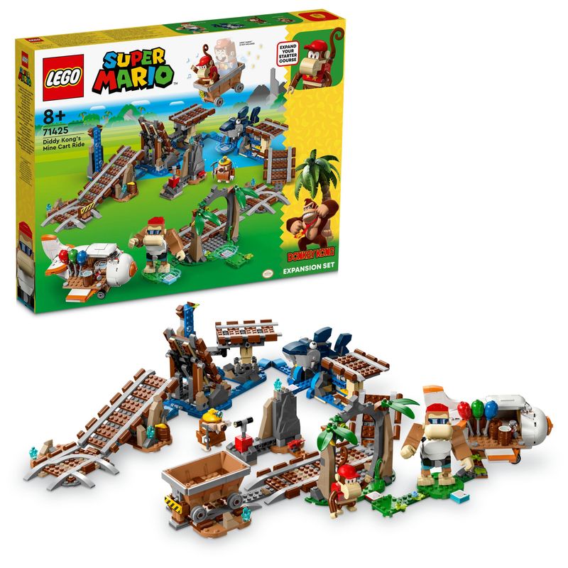 LEGO-Super-Mario-71425-Pack-di-Espansione-Corsa-nella-Miniera-di-Diddy-Kong-Livello-con-Percorso-Aereo-Giocattolo-e-4-Personaggi