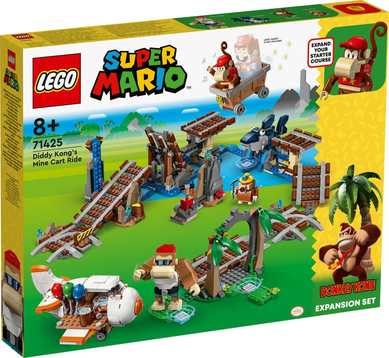 LEGO-Super-Mario-71425-Pack-di-Espansione-Corsa-nella-Miniera-di-Diddy-Kong-Livello-con-Percorso-Aereo-Giocattolo-e-4-Personaggi