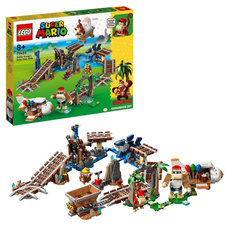 LEGO-Super-Mario-71425-Pack-di-Espansione-Corsa-nella-Miniera-di-Diddy-Kong-Livello-con-Percorso-Aereo-Giocattolo-e-4-Personaggi