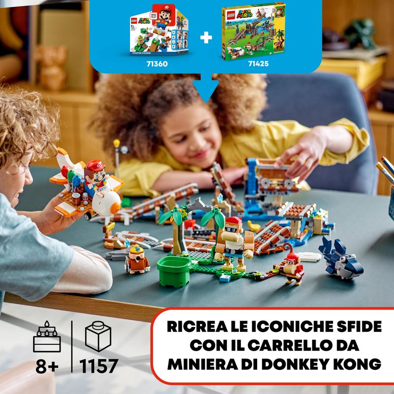 LEGO-Super-Mario-71425-Pack-di-Espansione-Corsa-nella-Miniera-di-Diddy-Kong-Livello-con-Percorso-Aereo-Giocattolo-e-4-Personaggi