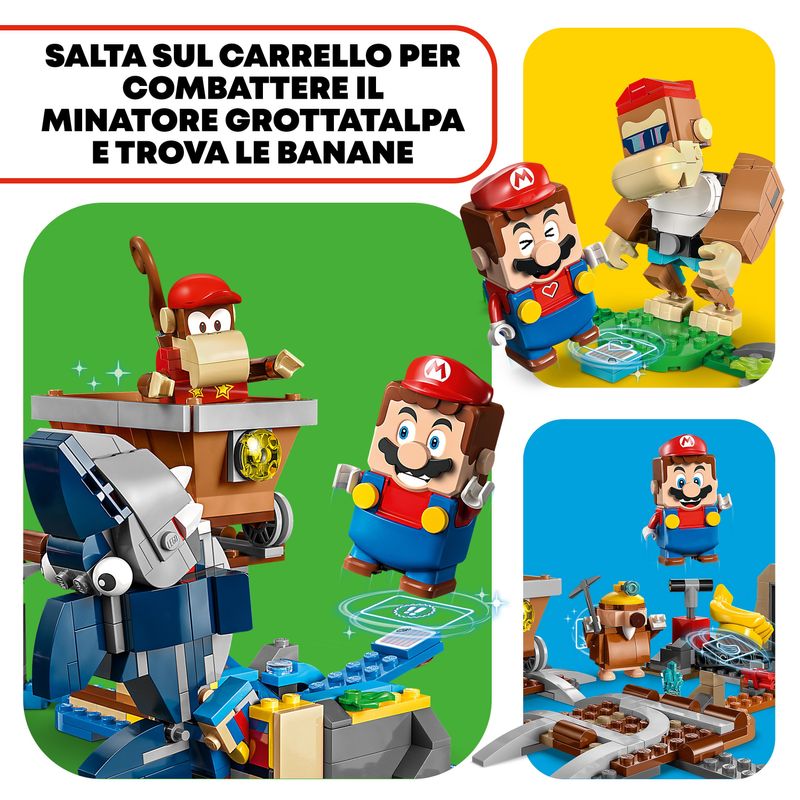 LEGO-Super-Mario-71425-Pack-di-Espansione-Corsa-nella-Miniera-di-Diddy-Kong-Livello-con-Percorso-Aereo-Giocattolo-e-4-Personaggi