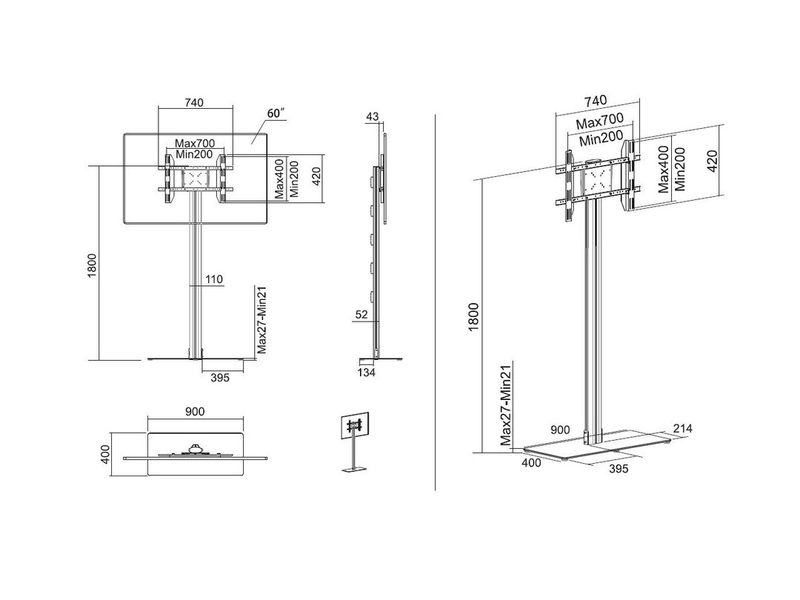 Multibrackets-2425-Supporto-per-display-espositivi-160-cm--63---Nero