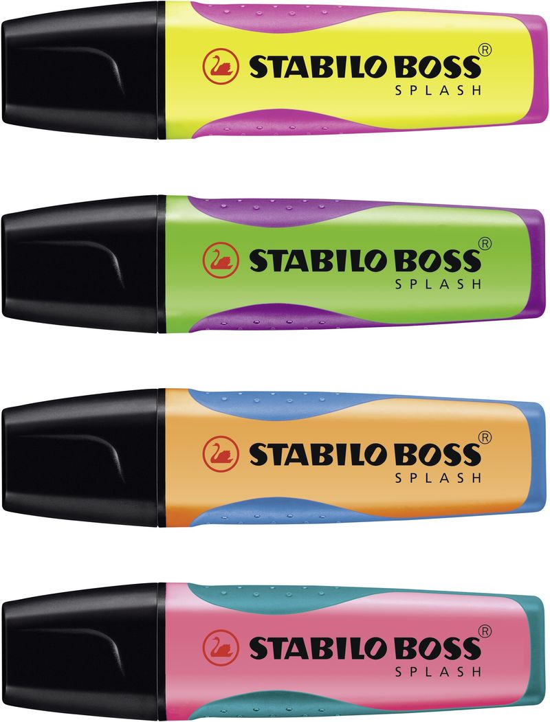 STABILO-Boss-Splash-evidenziatore-1-pezzo-i--Verde-Arancione-Rosa-Giallo-Punta-smussata