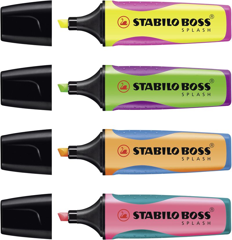 STABILO-Boss-Splash-evidenziatore-1-pezzo-i--Verde-Arancione-Rosa-Giallo-Punta-smussata