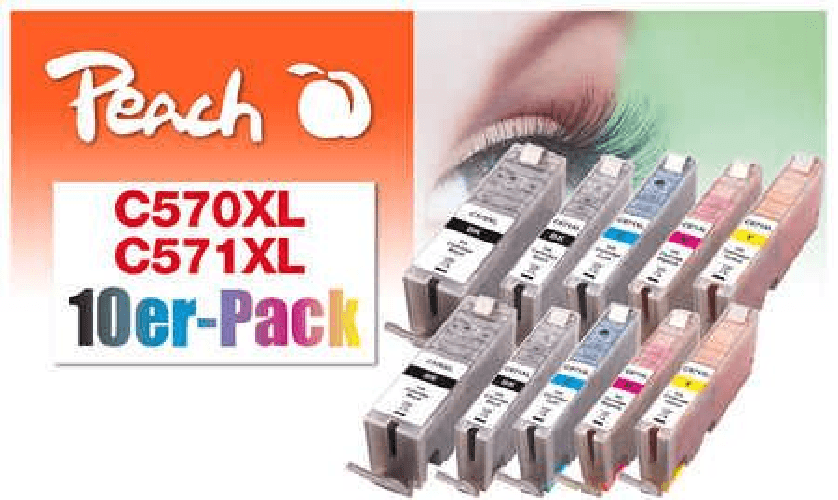 Peach 0F319980 cartuccia d'inchiostro 10 pz Nero, Ciano, Magenta, Nero per foto, Giallo
