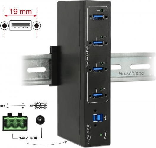 DeLOCK 63309 hub di interfaccia USB 3.2 Gen 1 (3.1 Gen 1) Type-B 5000 Mbit/s Nero