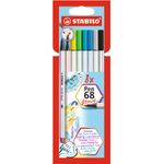 Stabilo Pennarello Premium con punta a pennello - STABILO Pen 68 brush - Pack da 8 - con 8 colori assortiti