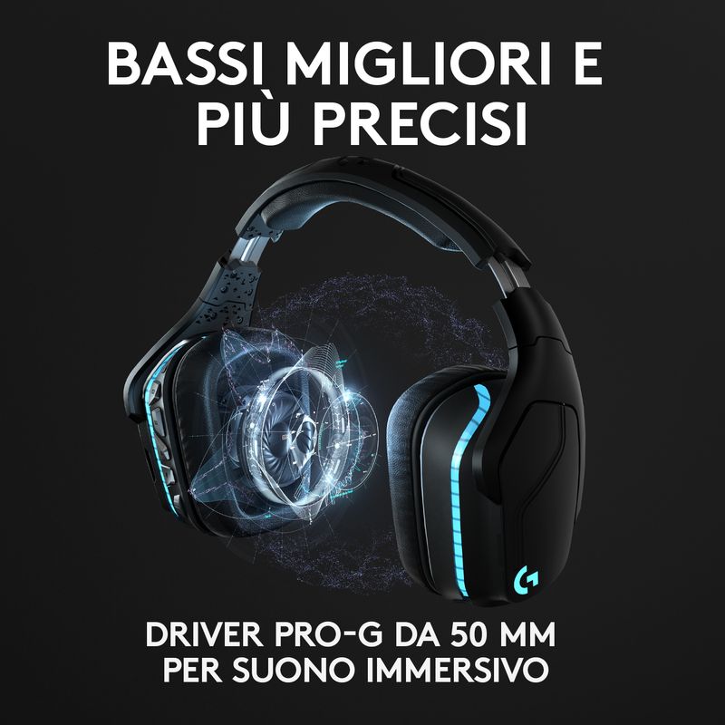 Logitech-G-Logitech-G935-Cuffie-Gaming-RGB-Wireless-Audio-Surround-7.1-Cuffie-DTS--X-2.0-Driver-Pro-G-50--mm-2.4-GHz-Wireless-Microfono-Flip-to-Mute-Tasti-G-PC-Mac-Xbox-One-PS4-Nintendo-Nero