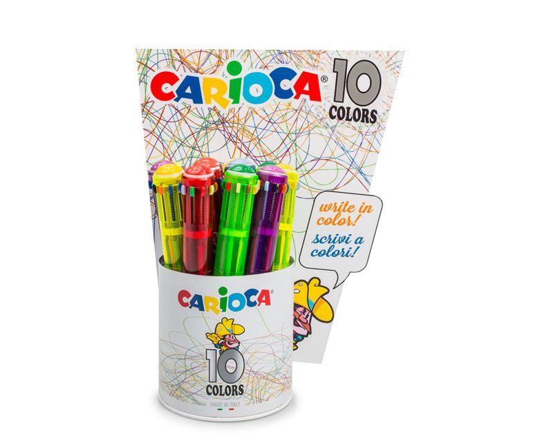 Carioca-10-Colors-Multi-Penna-a-sfera-retrattile-a-clip-12-pz