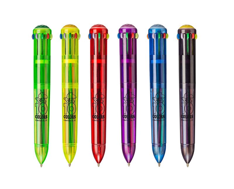 Carioca-10-Colors-Multi-Penna-a-sfera-retrattile-a-clip-12-pz