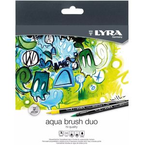 Lyra Aqua Brush Duo Confezione da 36 pennarelli a doppia punta - Tratti da 2 e 4 mm - Inchiostro a base d acqua