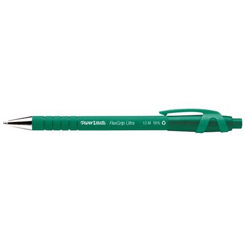 Papermate-Flexgrip-Ultra-Verde-Penna-a-sfera-retrattile-a-clip-Medio-12-pz