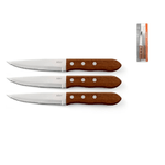 Confezione 3 Coltelli Inox Arizona punta seghettata Manico In Legno H&H