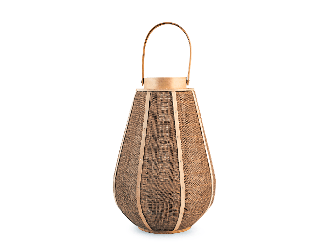 H&H Lanterna in juta e legno colore sabbia cm 26x54h