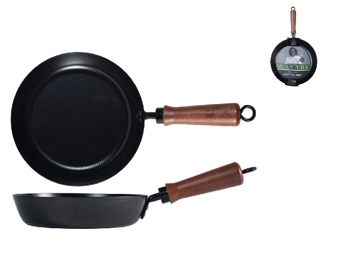 H&H Padella Antiaderente Cm26, Colore Nero, Manico Legno