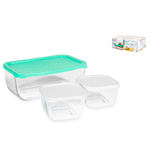 Set 3 Pezzi Frigo Combo In Vetro Trasparente Con Tappo In Plastica Assortiti