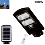 LAMPIONE SOLARE  STRADALE FARO LED ESTERNO SENSORE DI MOVIMENTO TELECOMANDO 100W