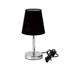 LAMPADA DA TAVOLO LUME COMODINO ABATJOUR ACCIAIO CROMATO TESSUTO NERO TD-303