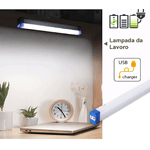 LAMPADA EMERGENZA LED 17CM MAGNETE RICARICABILE USB TORCIA LAVORO PORTATILE