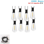 CATENARIA CATENA LUMINOSA 6MT CON 20 LAMPADINE E12 ESTERNO LUCE FREDDA 6500K