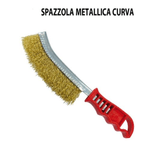 SPAZZOLA METALLICA CURVA PER FERRO SMERIGLIA BARBEQUE BRICOLAGE ACCIAIO OTTONATO